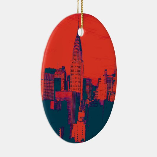 レッド点々のあるレトロスタイルアポップ・アートのートニューヨークシティ セラミックオーナメント (右)