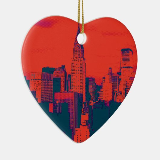 レッド点々のあるレトロスタイルアポップ・アートのートニューヨークシティ セラミックオーナメント (右)