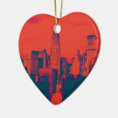 レッド点々のあるレトロスタイルアポップ・アートのートニューヨークシティ セラミックオーナメント (左)