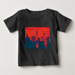 レッド点々のあるレトロスタイルアポップ・アートのートニューヨークシティ ベビーTシャツ