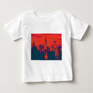 レッド点々のあるレトロスタイルアポップ・アートのートニューヨークシティ ベビーTシャツ