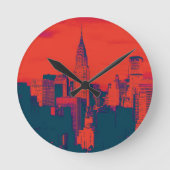 レッド点々のあるレトロスタイルアポップ・アートのートニューヨークシティ ラウンド壁時計 (正面)