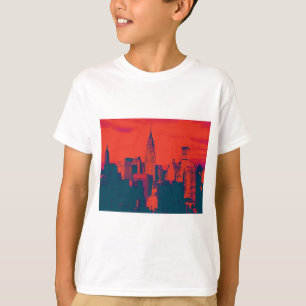 レッド点々のあるレトロスタイルアポップ・アートのートニューヨークシティ Tシャツ
