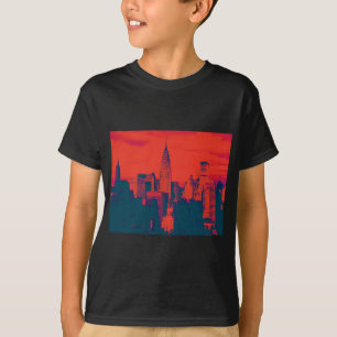 レッド点々のあるレトロスタイルアポップ・アートのートニューヨークシティ Tシャツ
