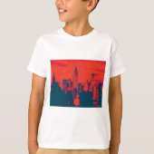 レッド点々のあるレトロスタイルアポップ・アートのートニューヨークシティ Tシャツ (正面)