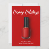 レッド爪、 ネイルポーランドハッピーホリデーズカスタム美しいサロン シーズンカード (正面)