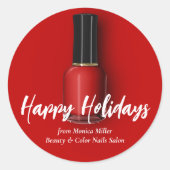 レッド爪、 ネイルポーランドハッピーホリデーズカスタム美しいサロン ラウンドシール (正面)