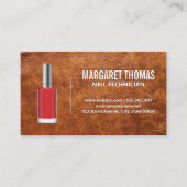 レッド爪、 ネイルポーランド | 茶色のレザーテクスチャ背景 名刺 (正面)