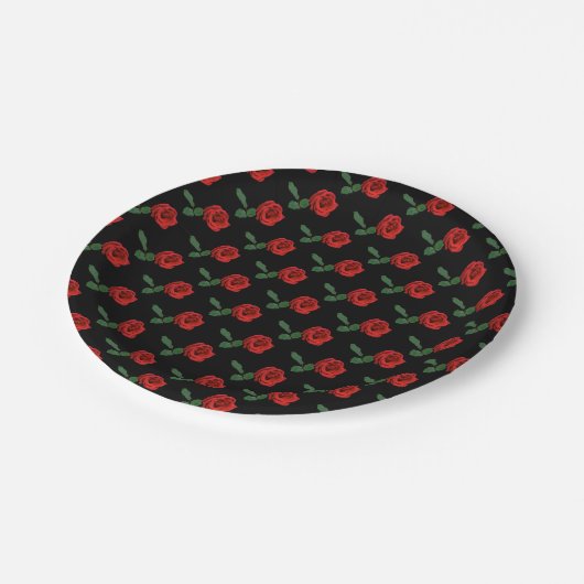 レッド独身のローズ紙プレート ペーパープレート (アングル)