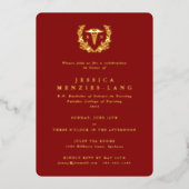 レッド登録ナースカドゥセウス+ローレルリース 箔招待状 (正面)