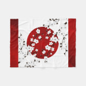 レッド白黒さくらんぼブロッサムライジングサン フリースブランケット (正面(横))