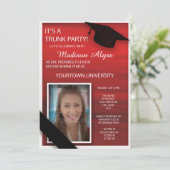 レッド白黒カレッジトランクパーティー写真 招待状 (スタンド正面)