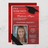 レッド白黒カレッジトランクパーティー写真 招待状 (正面/裏面)