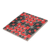 レッド白黒クエレガントラスモダンフォークエスニック タイル (側面)