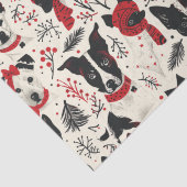 レッド白黒クリスマスドッグテーマパターン 薄葉紙 (詳細)