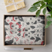 レッド白黒クリスマスドッグテーマパターン 薄葉紙 (ギフト)