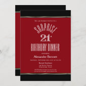 レッド白黒サプライズ21stバースデーディナー 招待状 (正面/裏面)
