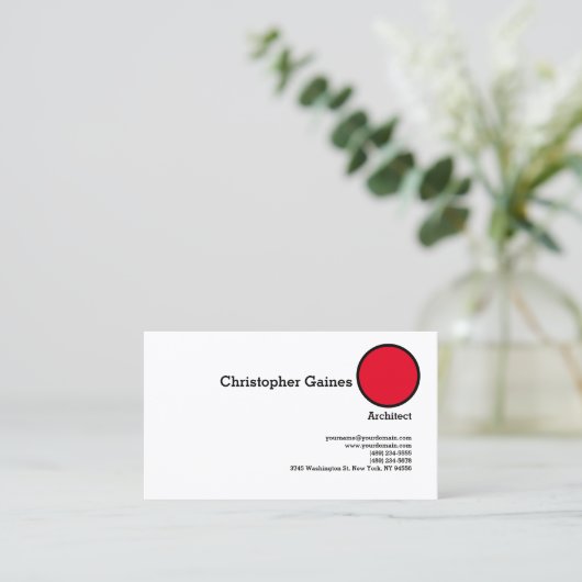 レッド白黒シンプルプレインアーキテクト職業 名刺 (スタンド正面)
