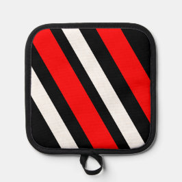 レッド白黒ストライプズオーブンミットとポットホルダー 鍋敷き