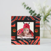 レッド白黒ゼブラファーモノグラム写真テンプレート 招待状 (スタンド正面)