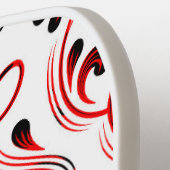 レッド白黒ダマスクフローラ ピックルボールラケット (左詳細)