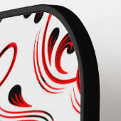 レッド白黒ダマスクフローラ ピックルボールラケット (左詳細)