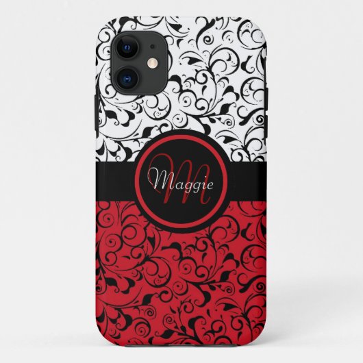 レッド白黒ダマスク級携帯電話5ケース Case-Mate iPhoneケース (裏面)