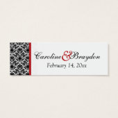 レッド白黒ダマスク結合ハートメッセージカード2 (裏面)