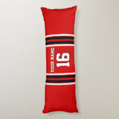 レッド白黒チームカスタムジャージーの番号名 ボディピロー (裏面 (縦))