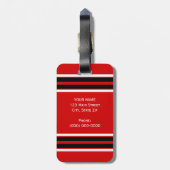 レッド白黒チームカスタムジャージーの番号名 ラゲッジタグ (裏面縦)