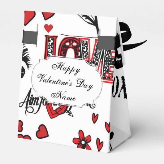 レッド白黒バレンタインモチーフお願いボックス フェイバーボックス (裏面サイド)