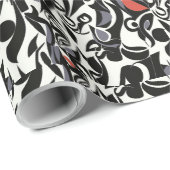 レッド白黒バード抽象芸術 ラッピングペーパー (ロールコーナー)