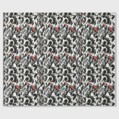 レッド白黒バード抽象芸術 ラッピングペーパー (フラット)