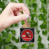 レッド白黒パーソナライズされたシニア・フットボール・ギフト キーホルダー (手)