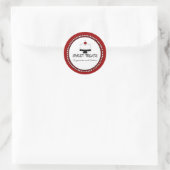 レッド白黒ベーカリービジネステッカー ラウンドシール (バッグ)