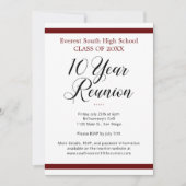 レッド白黒ミニマリスト10年クラス懇親会 招待状 (正面)