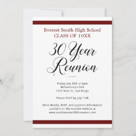 レッド白黒ミニマリスト30年クラス懇親会 招待状