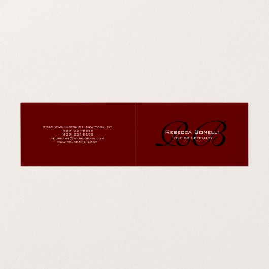 レッド白黒モノグラムミニマリストプレーン 名刺 (外部フラット)