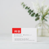 レッド白黒モノグラム管理者名刺 名刺 (スタンド正面)