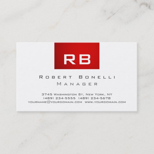 レッド白黒モノグラム管理者名刺 名刺 (正面)