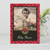 レッド白黒ラディバグモノグラム写真テンプレート 招待状 (スタンド正面)