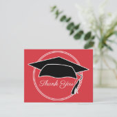 レッド白黒卒業キャップありがとう サンキューカード (スタンド正面)