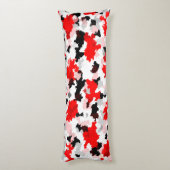 レッド白黒迷彩柄抽象デザイン ボディピロー (裏面 (縦))