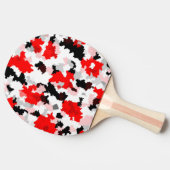 レッド白黒迷彩柄抽象デザイン 卓球ラケット (横)