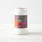 レッド瞑想フラクタル抽象芸術 ビールジョッキ (正面左)