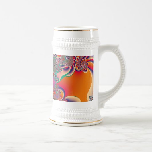 レッド瞑想フラクタル抽象芸術 ビールジョッキ (右)