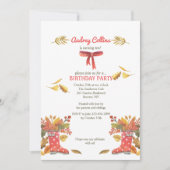 レッド秋ブーツ招待状 招待状 (正面)