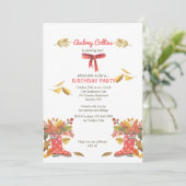 レッド秋ブーツ招待状 招待状 (スタンド正面)