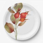 レッド秋ベリーズウォーターカラーフローラ ペーパープレート (正面)