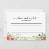 レッド空白のフローラス結婚ゲストアドバイスウィッシュカード 招待状 (正面)